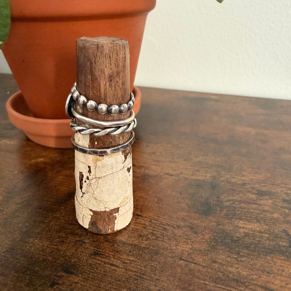 Silver Stacking Ring Set Handcrafted Size 7 - image 5